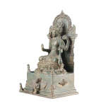 Indonesian Bronze Lord Vishnu Seated on Throne with Garuda 12" | Divine Protector Sculpture | Cosmic Balance Symbol | Intricate Artistry | Majestic Home Decor